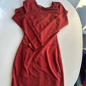 Rust orange long sleeve mini dress